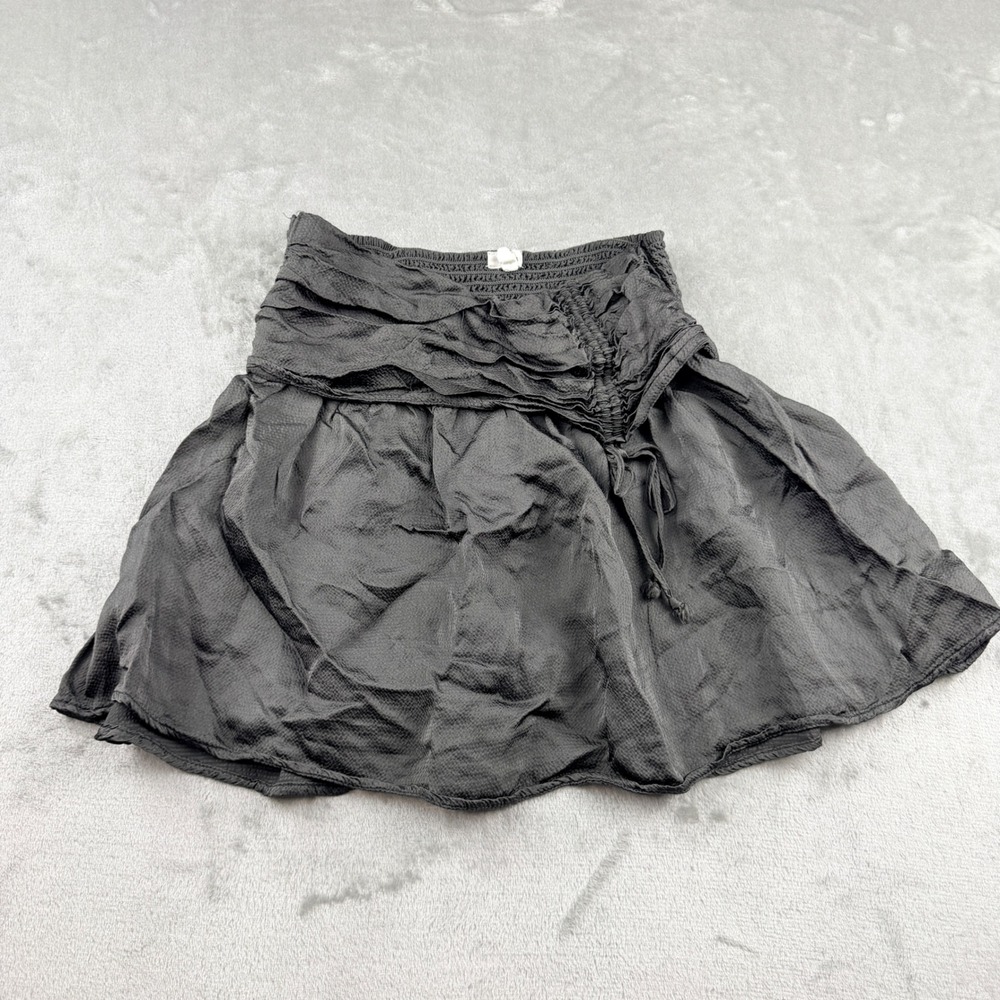 Aerie Black Ruched Smocked‎ Mini Skirt Women's Small Smocked Waist Boho Festival